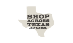 The image shows a logo of the state of Texas with the text "SHOP ACROSS TEXAS .COM" written on it.