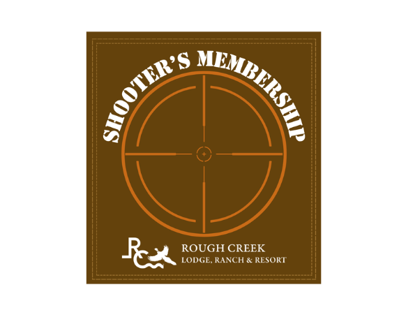 A badge logo reading &ldquo;Shotter&rsquo;s Membership&rdquo; with a gold target and the text &ldquo;Rough Creek Lodge, Ranch & Resort.&rdquo;